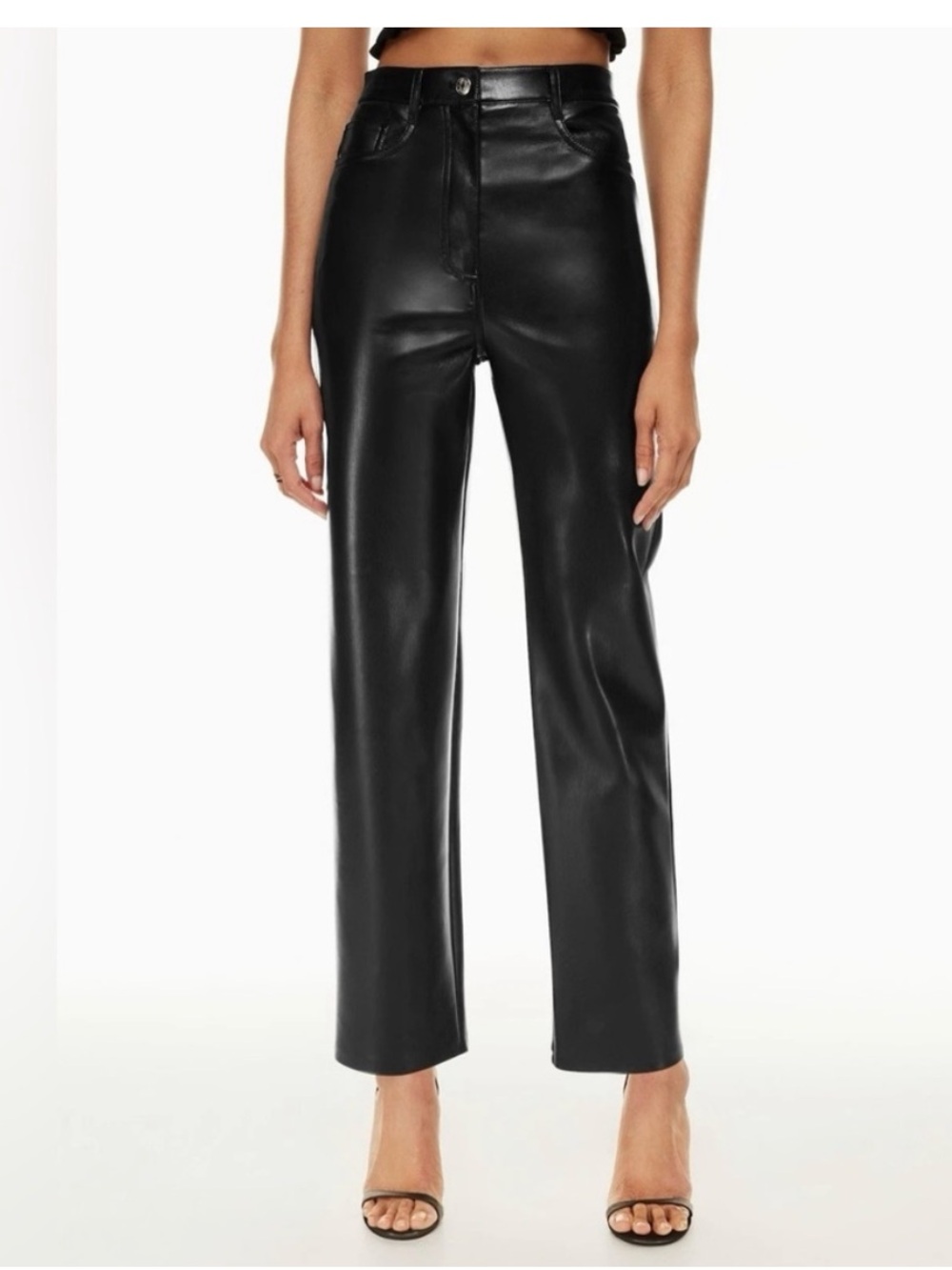 Aritzia Black Faux Leather Straight-Leg Pants